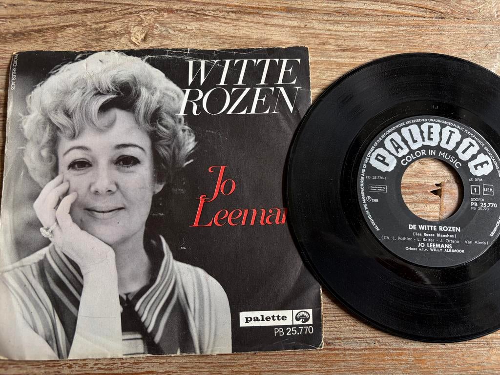 Jo Leemans - Witte Rozen vinyl single, Ophalen of Verzenden, Gebruikt, 7 inch, Levenslied of Smartlap