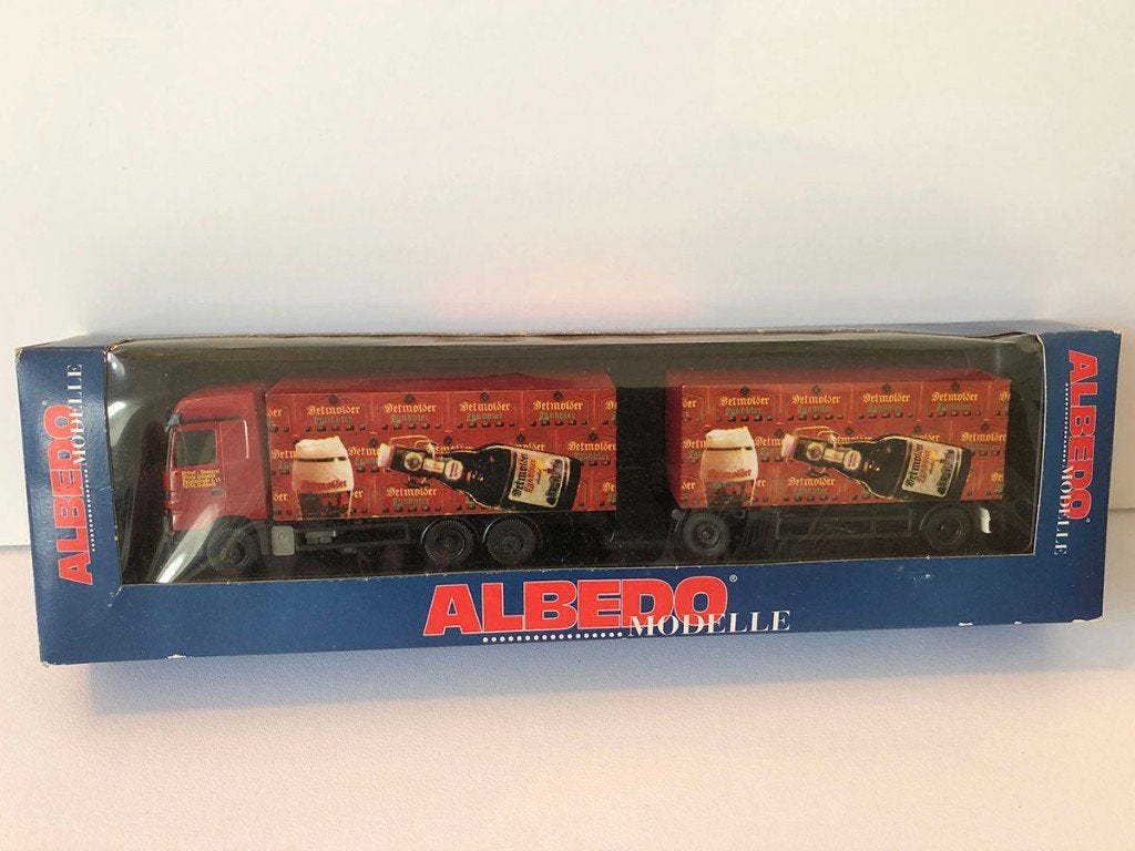 Albedo H0 1:87, Mercedes Actros combinatie, Detmolder bier, Hobby en Vrije tijd, Verzenden, Nieuw, Bus of Vrachtwagen, Overige merken