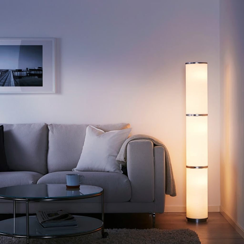Ikea vloer stand lamp met led lampen, Ophalen, Overige materialen, Gebruikt, E14 (klein)