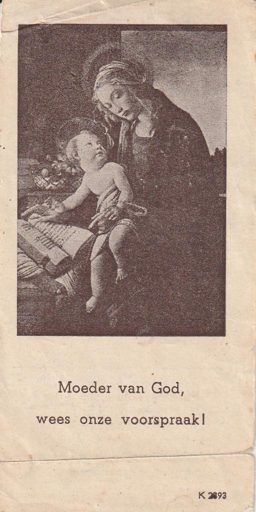 Moeder van God, wees onze voorspraak!" mei 1944, Ophalen of Verzenden, Gebruikt, Kaart of Prent, Christendom | Katholiek