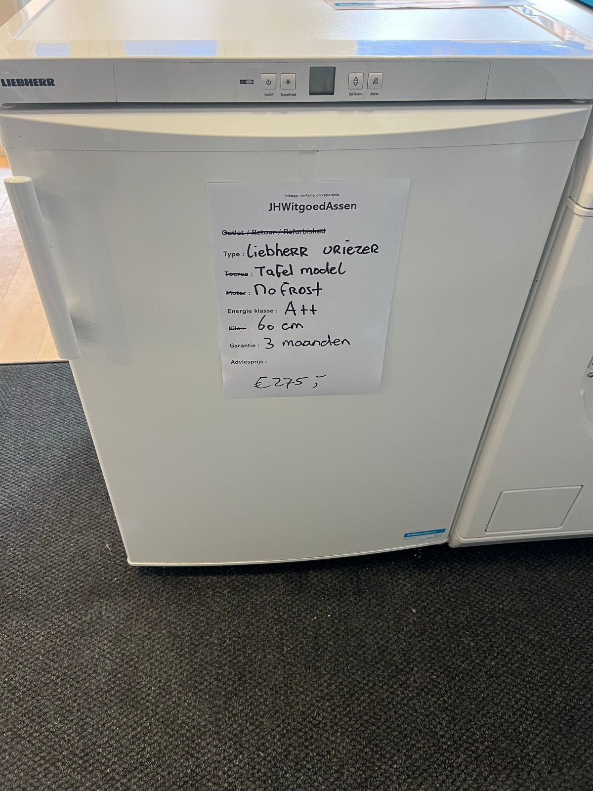 Liebherr Tafelmodel Vrieskast No Frost A++, Vrieskast, Minder dan 85 cm, Jhwitgoedassen, Jhwitgoedassen