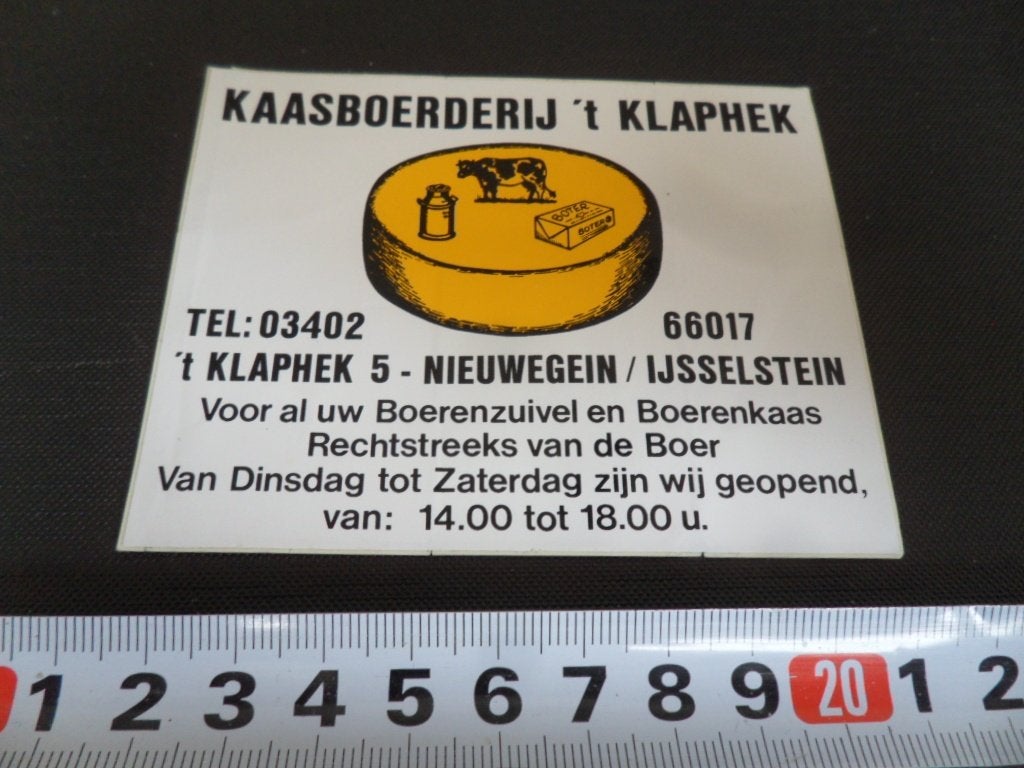 sticker nieuwegein ijsselstein kaasboerderij 't klaphek, Ophalen, Zo goed als nieuw