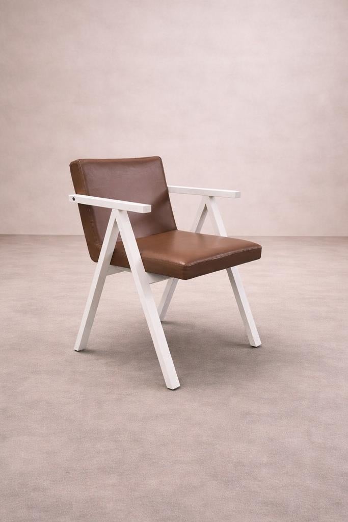 Linteloo Model D 6x, Huis en Inrichting, Stoelen, Gebruikt, Hout, Leer, Bruin, Ophalen of Verzenden