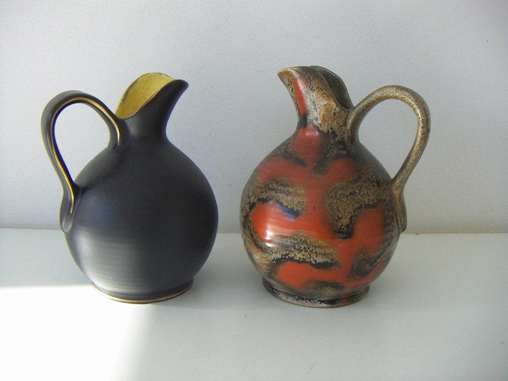 2 x Zuid Holland Gouda plateel keramiek kannen jr.1930-1935., Geschikt voor droogbloemen, Meerkleurig, Ophalen of Verzenden, Zo goed als nieuw