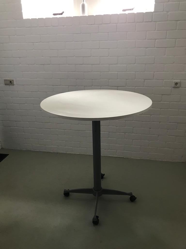 Staantafel op wielen - Wit blad, grijs onderstel, Ophalen, Gebruikt