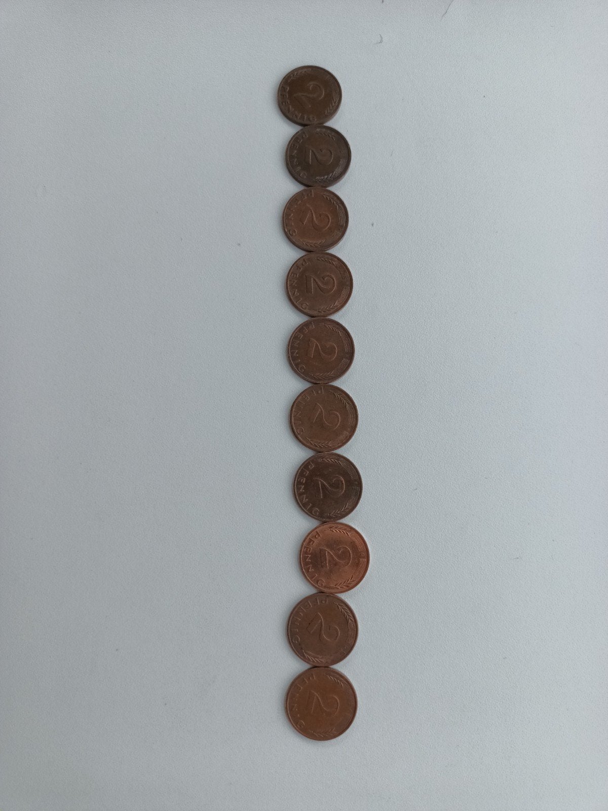 10x 2 Pfennig munten uit Duitsland, Ophalen of Verzenden, Duitsland, Setje