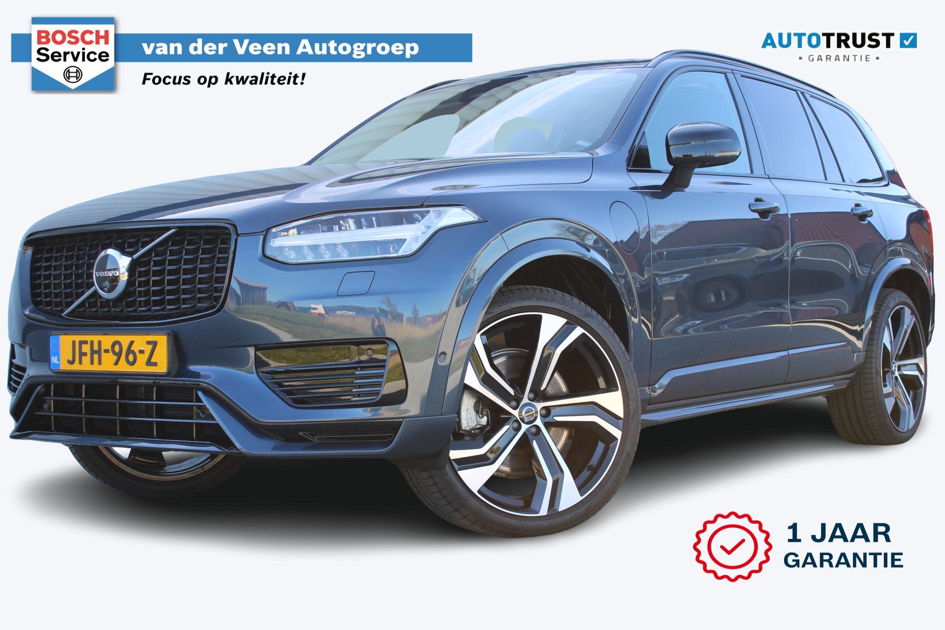 Volvo XC90 2.0 T8 Recharge AWD Ultra Dark | Incl. 12 maanden, Auto's, 12 maanden, Gebruikt, 4 cilinders, Blauw