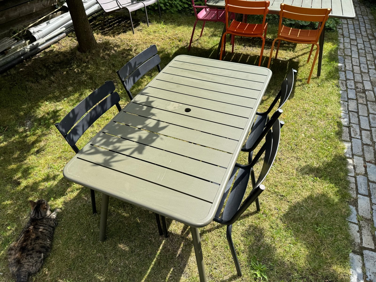 Fermob Luxembourg Tuinset - Gebruikt Design, 4 zitplaatsen, Gebruikt, Eettafel, Aluminium