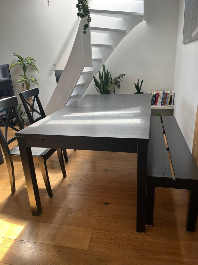 Eettafel & stoelen, Huis en Inrichting, Tafels | Eettafels, Ophalen, 50 tot 100 cm, Zo goed als nieuw, Vijf personen of meer