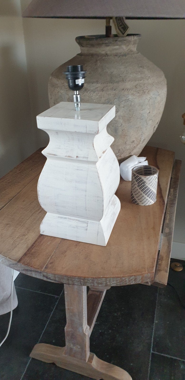 aura peeperkorn,  balusterlamp, teak, h 45 cm, Ophalen of Verzenden, Nieuw, E27 (groot), Klassiek