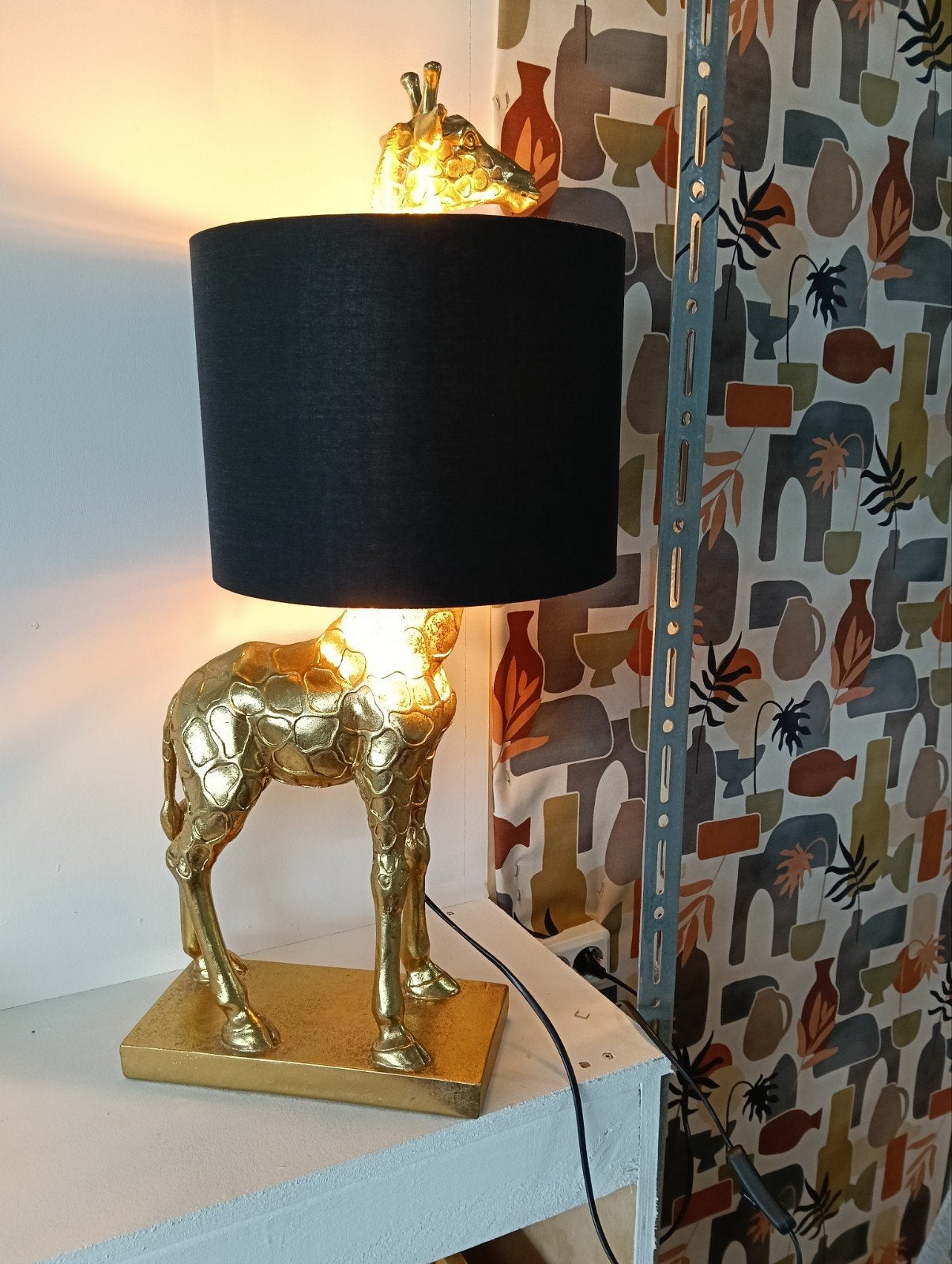 Gouden Giraffe Tafellamp - 71 cm hoog, Overige materialen, Goud, Geen, Zo goed als nieuw