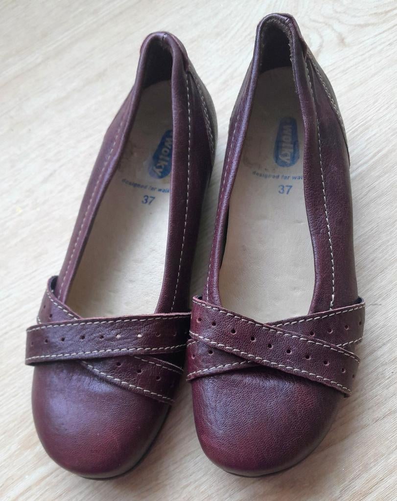 NIEUW. Wolky ballerina's maat 37 - aubergine leer, Wolky, Overige kleuren, Nieuw, Ballerina's