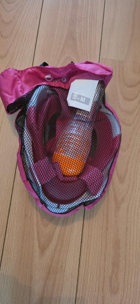 Tribord Easybreath snorkelmasker S-M roze, 2x, Ophalen, Zo goed als nieuw, Snorkelmasker