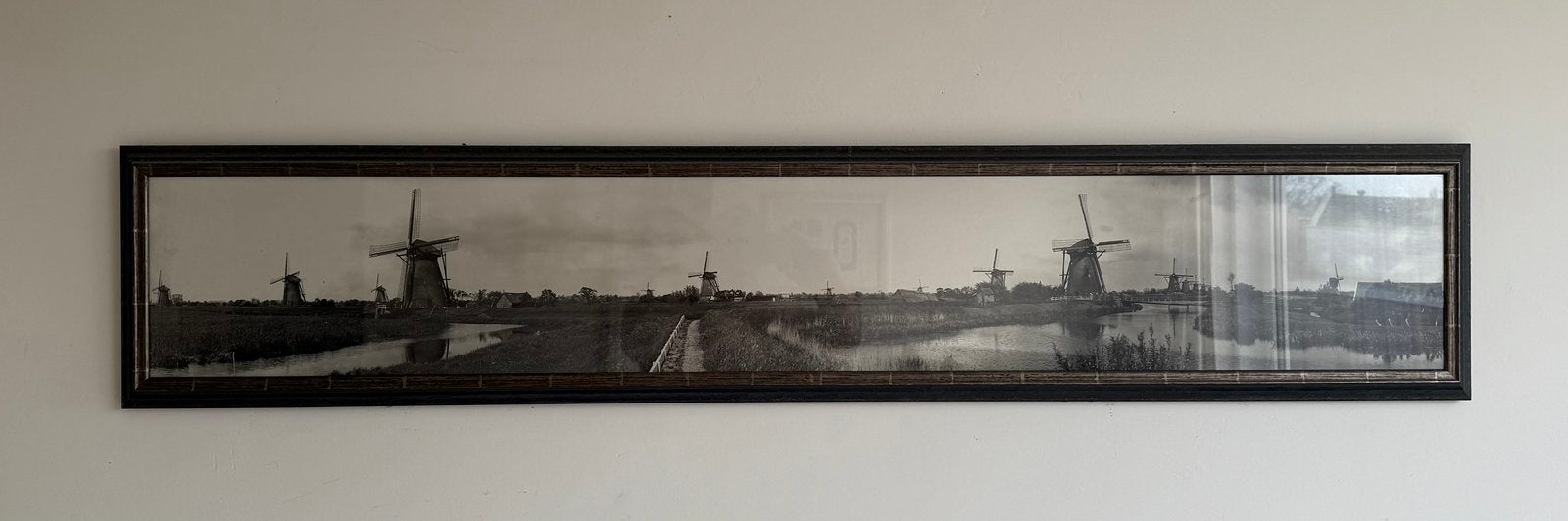 Oude panoramafoto van Kinderdijk 1947., Ophalen of Verzenden, 1940 tot 1960, Zo goed als nieuw, Overige onderwerpen