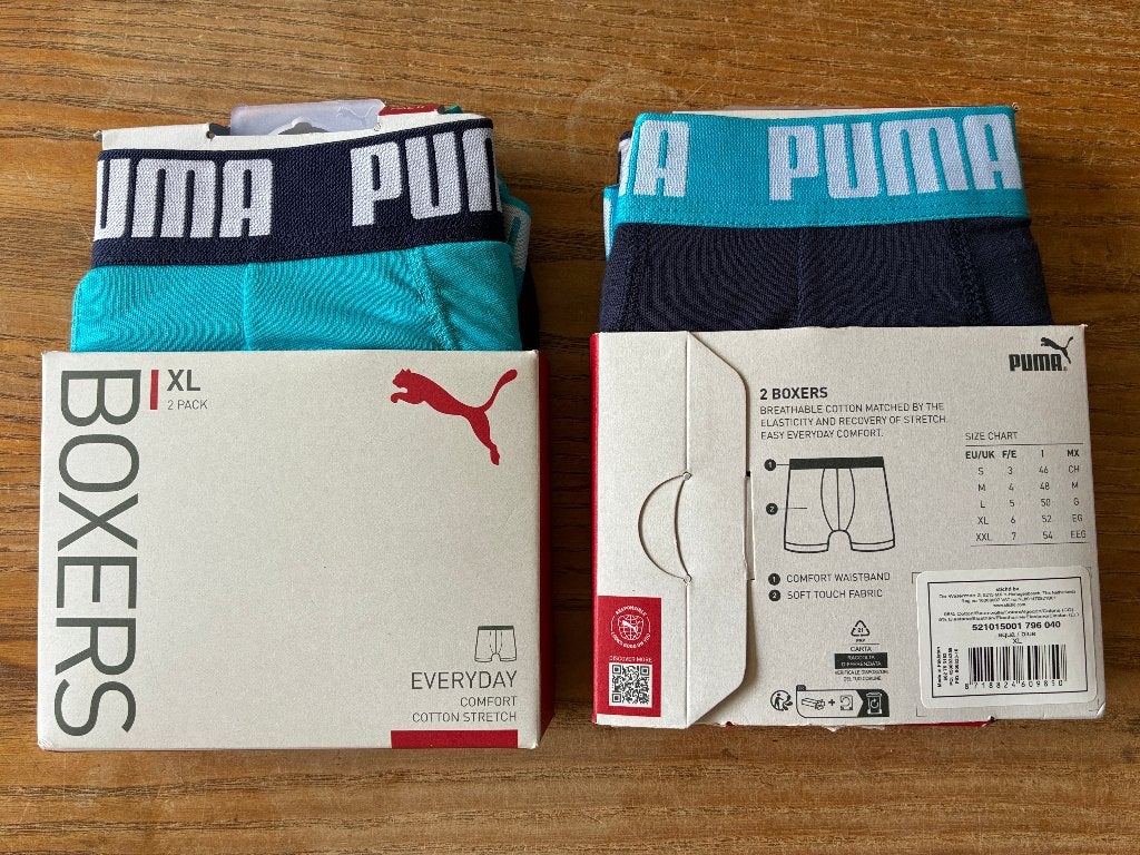 Puma XL herenondergoed boxershorts trunks - 2 per verpakking, Ophalen of Verzenden, Blauw, Puma, Boxer