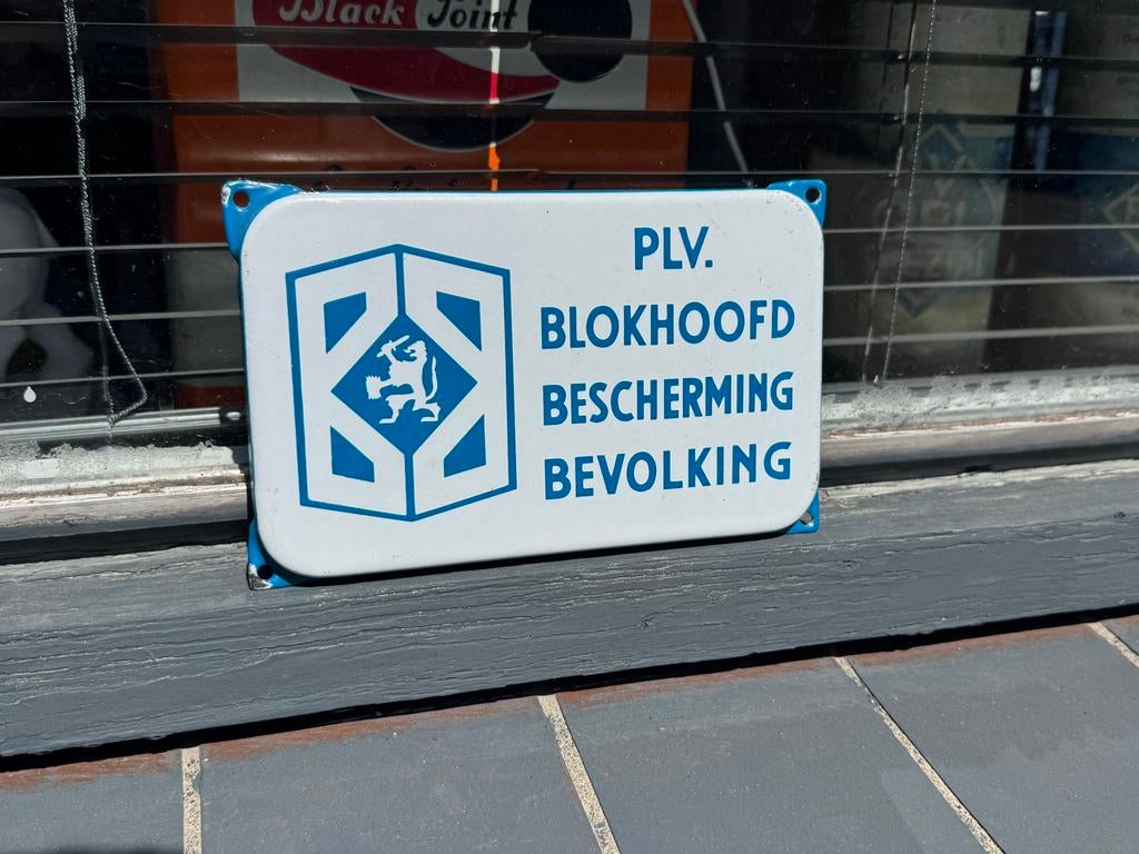 Blokhoofd emaille reclame bordje, Ophalen of Verzenden