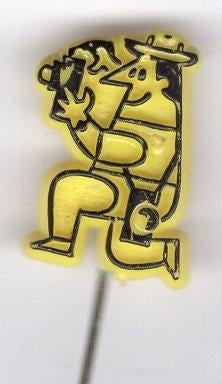 Kodak fotograaf zwart op geel plastic speldje ( P_111a ), Verzamelen, Speldjes, Pins en Buttons, Verzenden, Zo goed als nieuw