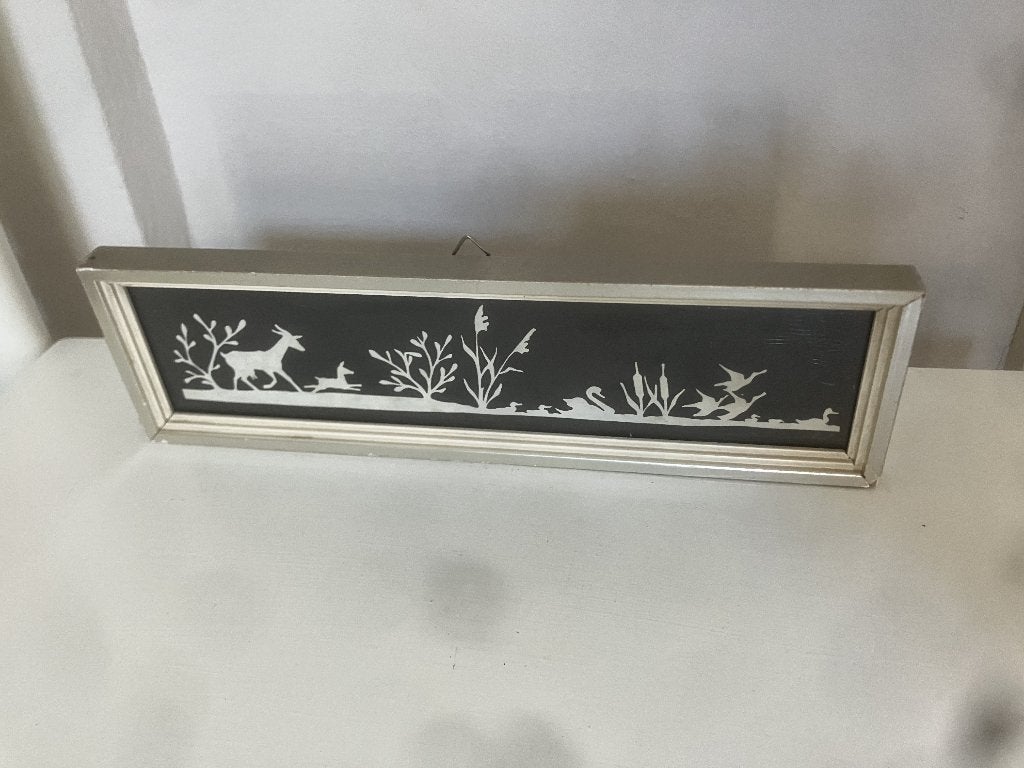 Vintage Nederlandse papierknipkunst-lijst - herten en vogels, Ophalen of Verzenden