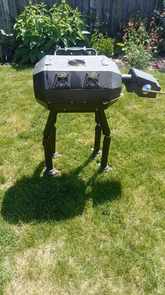 Unieke handgemaakte RVS BBQ met werkende stoommachine, Tuin en Terras, Ophalen