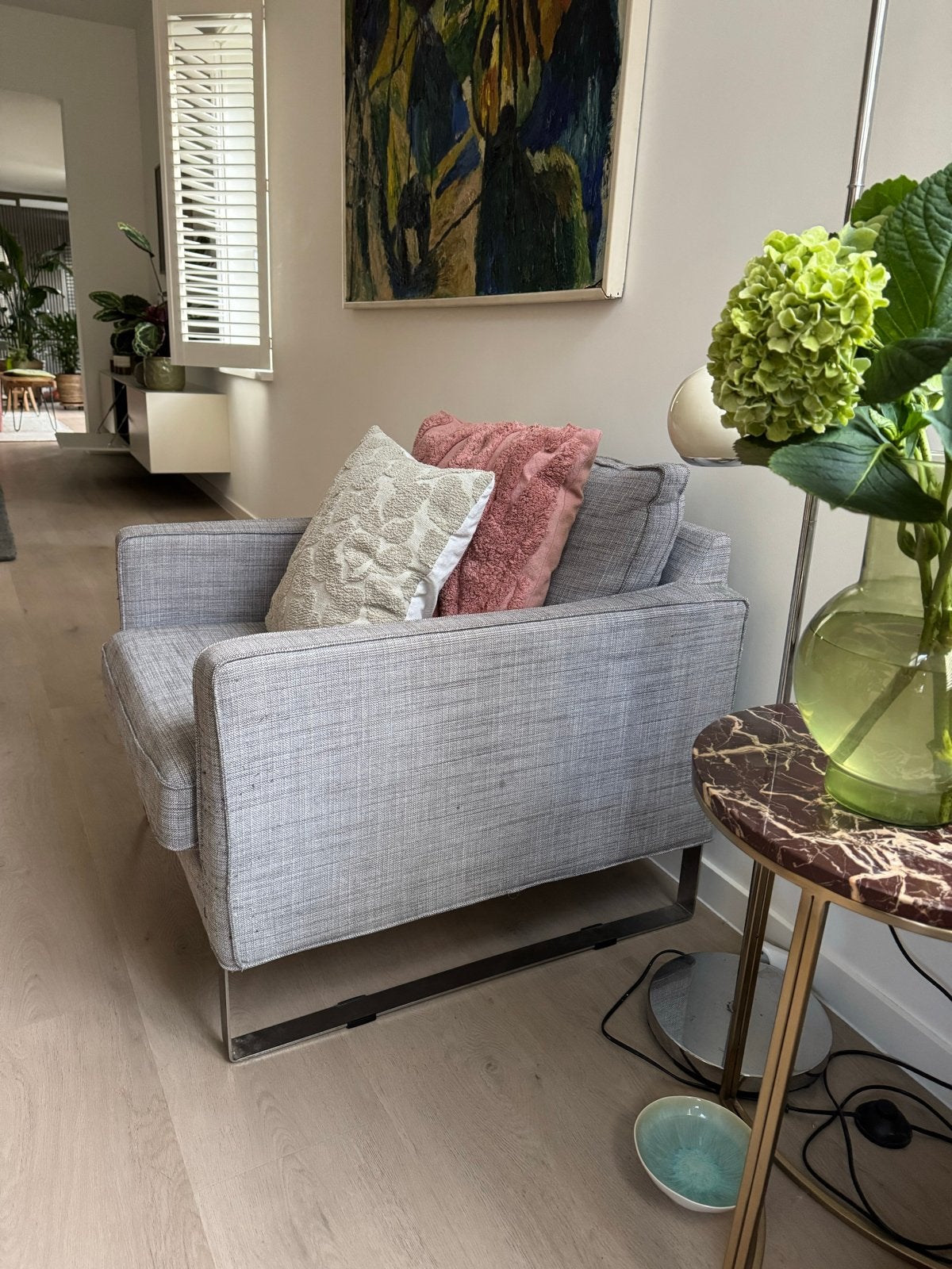Grijze stoffen fauteuil - IKEA lounge stoel, Ophalen, Gebruikt, 75 tot 100 cm, 75 tot 100 cm