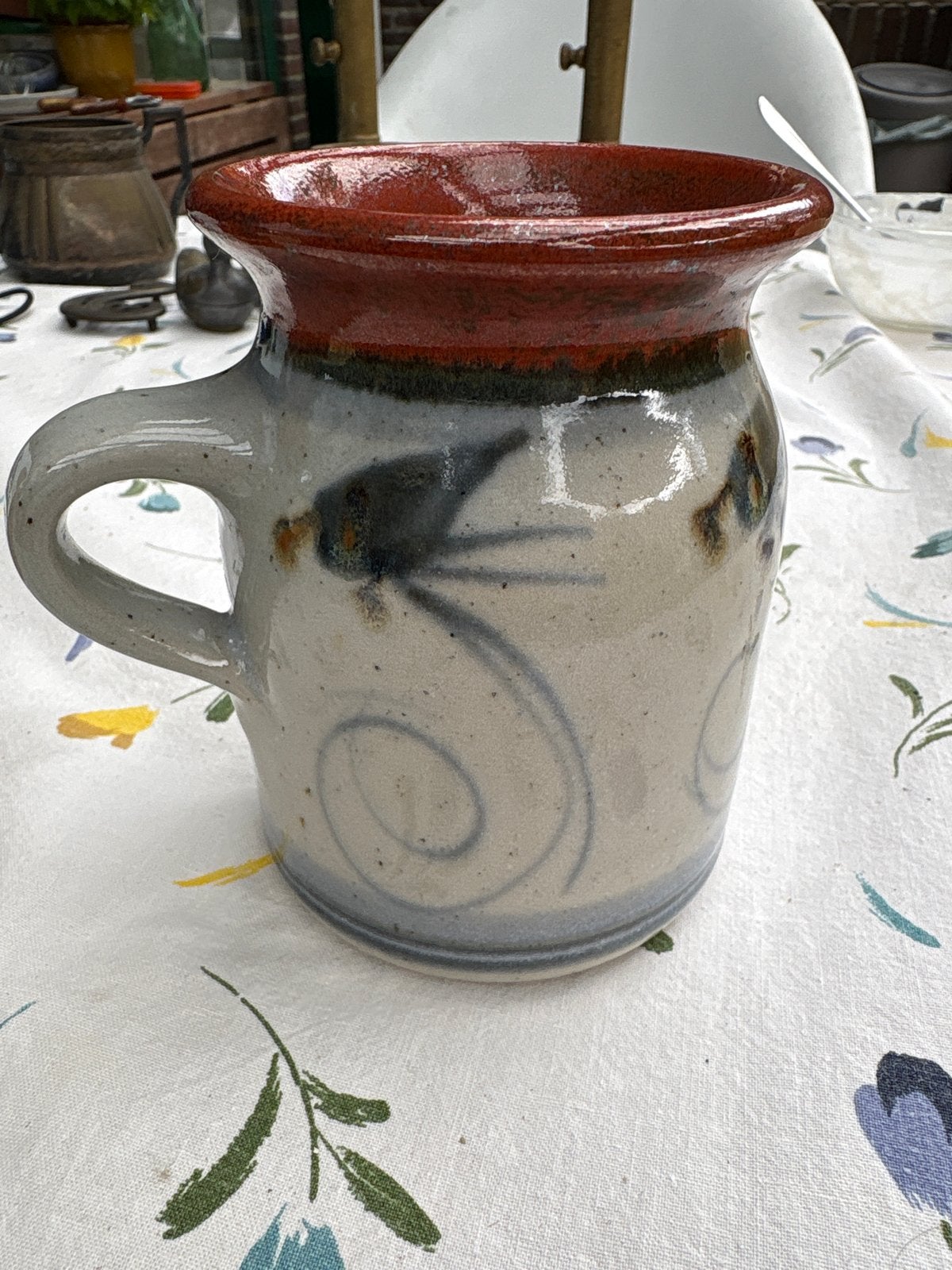 Unieke handgemaakte keramische mok, 12 cm hoog, Ophalen