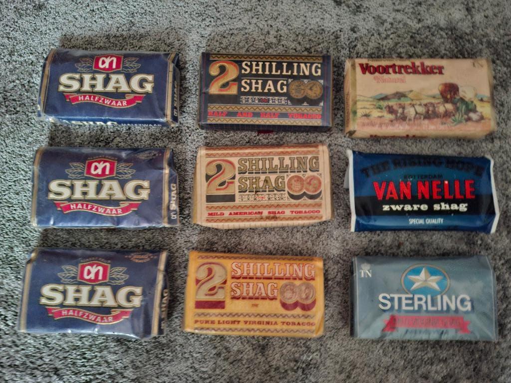 Oude pakjes shag, Ophalen of Verzenden, Zo goed als nieuw, Tabaksdoos of Verpakking