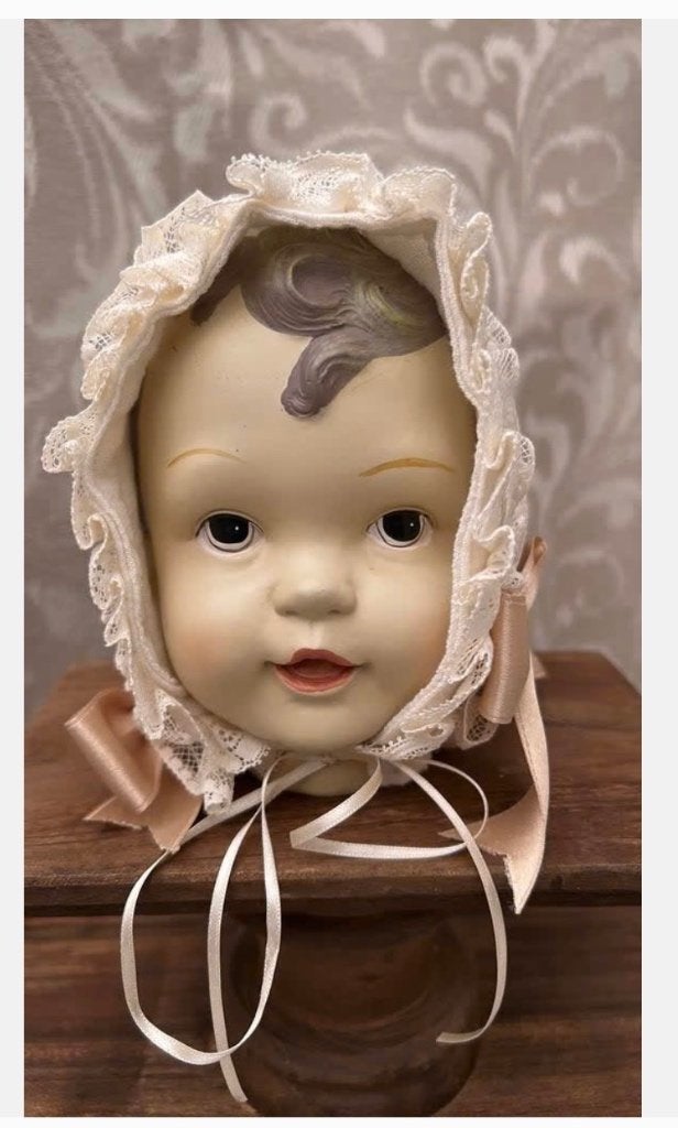 Clayre & Eve poppenhoofd met vintage muts 13 cm, Nieuw, Ophalen of Verzenden, X, Pop