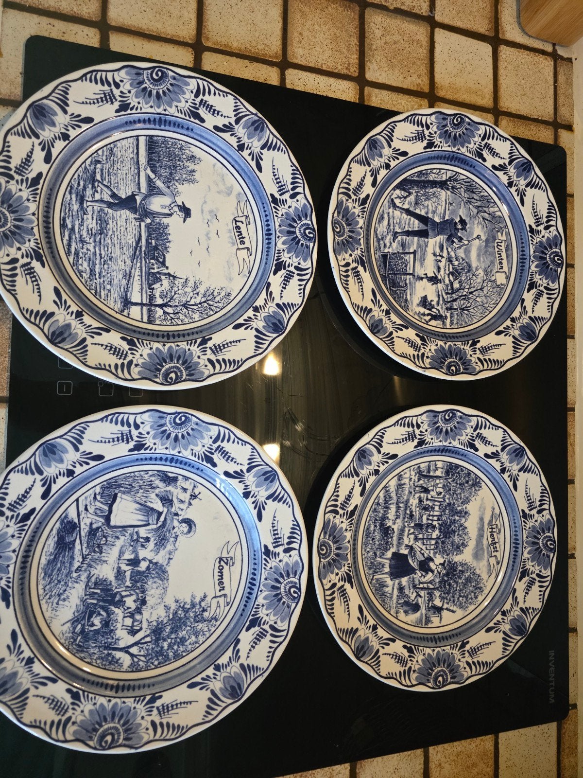 Delfts Blauw wandborden - De Vier Jaargetijden, Ophalen of Verzenden