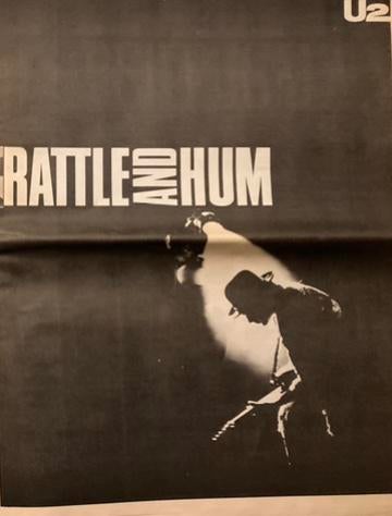 Paginagrote advertentie A3 U2 Rattle And Hum release, Verzamelen, Posters, Ophalen of Verzenden, Zo goed als nieuw, A1 t/m A3