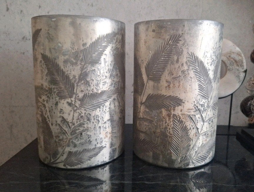 Grote glazen windlichten champagne goud, Beige, Nieuw, Ophalen of Verzenden, Glas