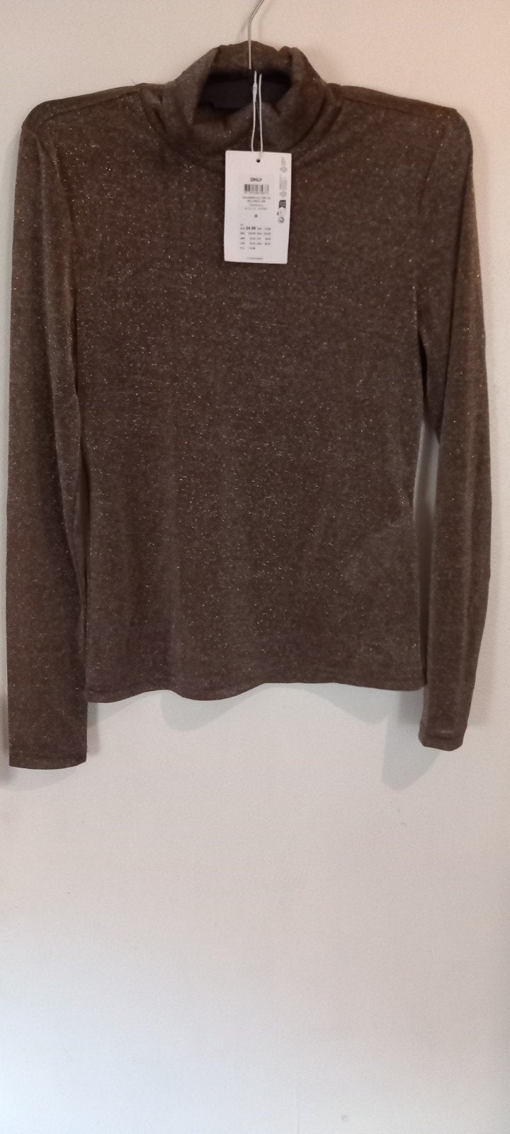 ONLY Dames Glitter Rolkraag Shirt Maat M, Maat 38/40 (M), Bruin, Nieuw, Ophalen of Verzenden