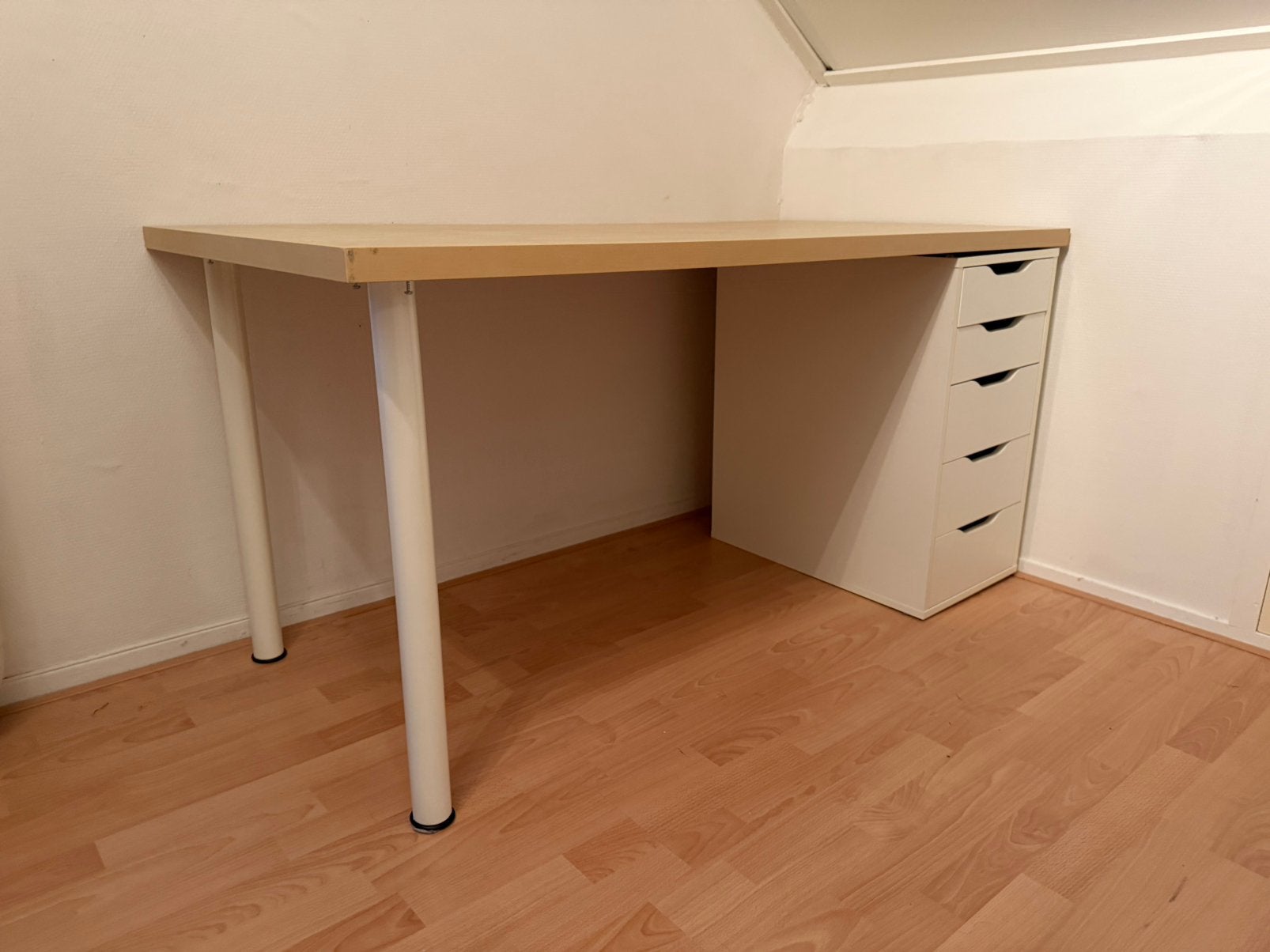 Bureau met ladekast - Ideaal voor thuiswerkplek, Ophalen, Gebruikt, IKEA, Hout