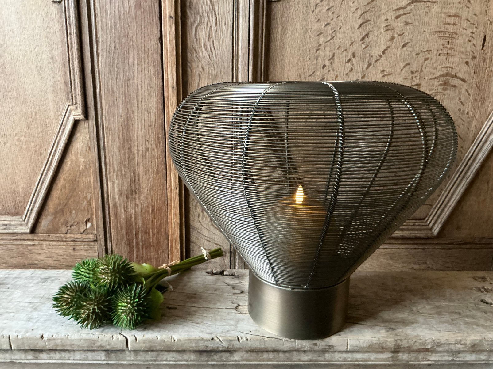 NIEUW super gaaf groot fors metalen windlicht, Ophalen of Verzenden, Nieuw, Metaal, Windlicht