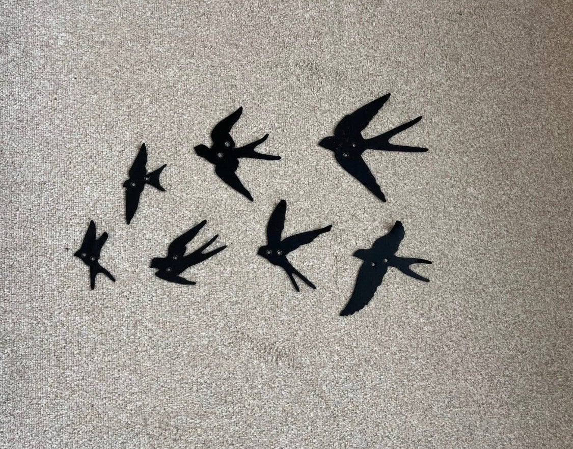 Set van handgemaakte metalen vogel haakjes, Metaal, Zwart, Ophalen of Verzenden, Handgemaakt