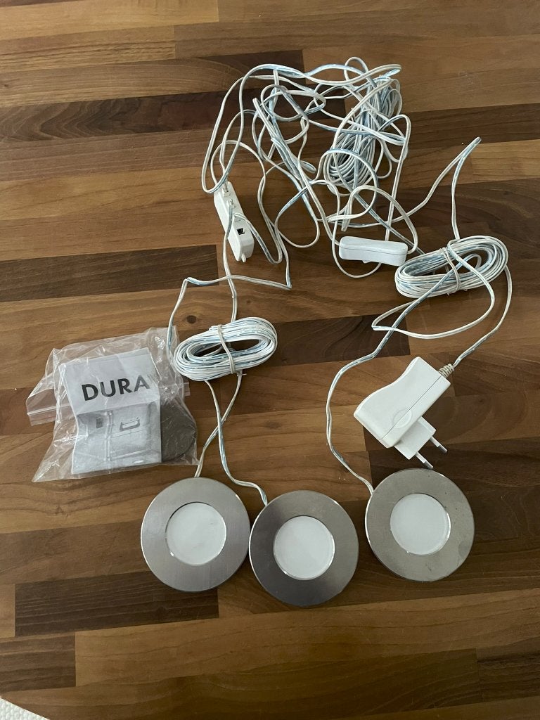 3 lampjes voor inbouw in vloer, wand, plafond., Ophalen of Verzenden, Zo goed als nieuw, Zilver, Modern