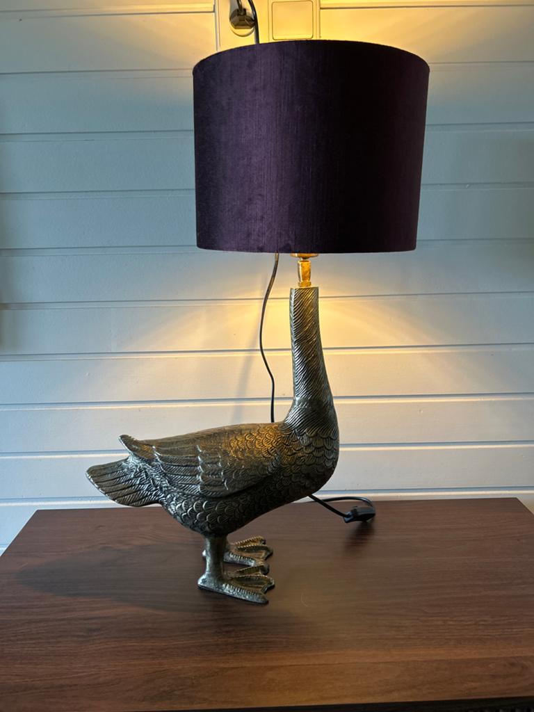 Unieke Gans Tafellamp met Paarse Kap. Light and Living, Huis en Inrichting, Ophalen, Zo goed als nieuw, Metaal