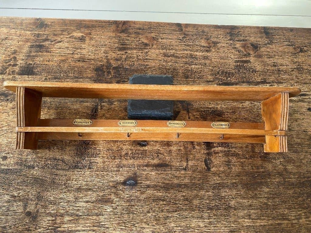 Brocante, vintage houten handdoekenrekje, Ophalen of Verzenden