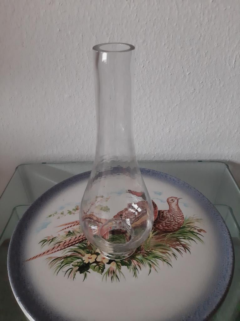 Olielamp elektrische fitting, Ophalen of Verzenden, Gebruikt, Glas, 50 tot 75 cm