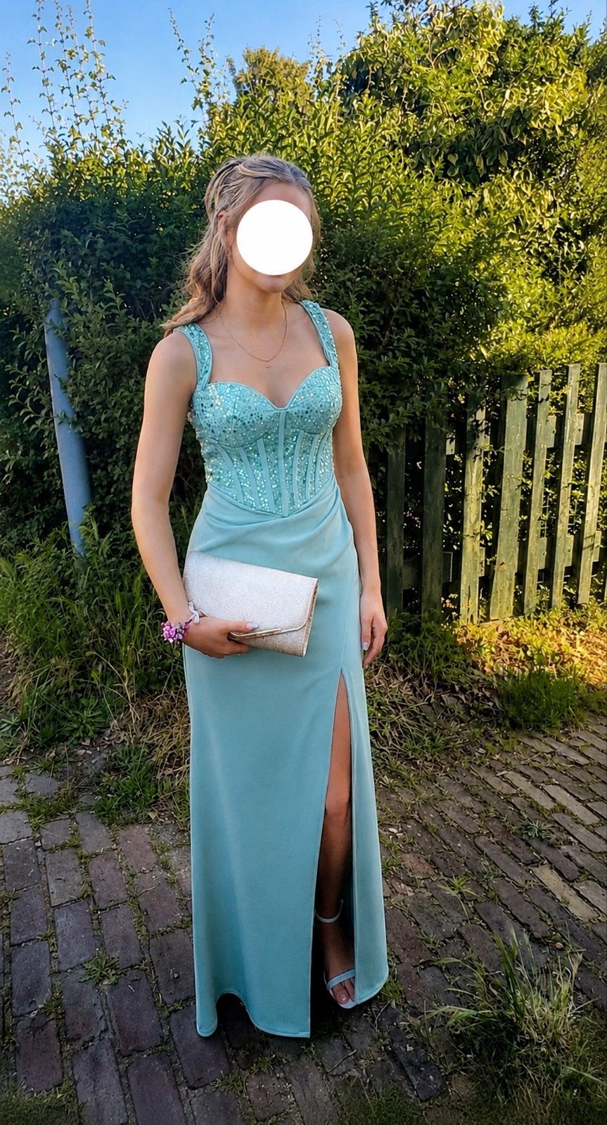 Elegante galajurk met pailletten en split maat XS, Kleding | Dames, Jurken, Ophalen of Verzenden, Maat 34 (XS) of kleiner, Gedragen