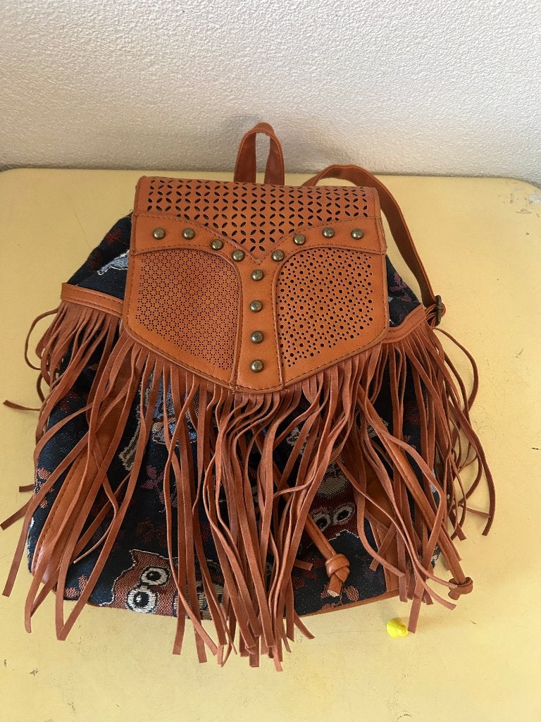 Boho Rugzak met Franjes en Uilenpatroon | Jacquard & PU-Leer, Sieraden, Tassen en Uiterlijk, Tassen | Damestassen, Ophalen of Verzenden