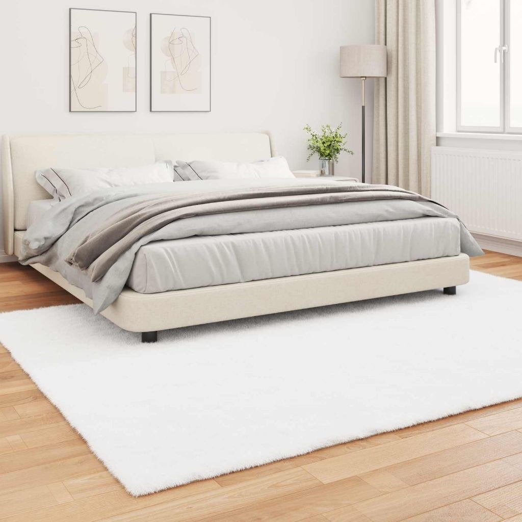Antislip vloerkleed van imitatie konijnenbont Wit, Wit, Ophalen of Verzenden, 200 cm of meer, Rechthoekig