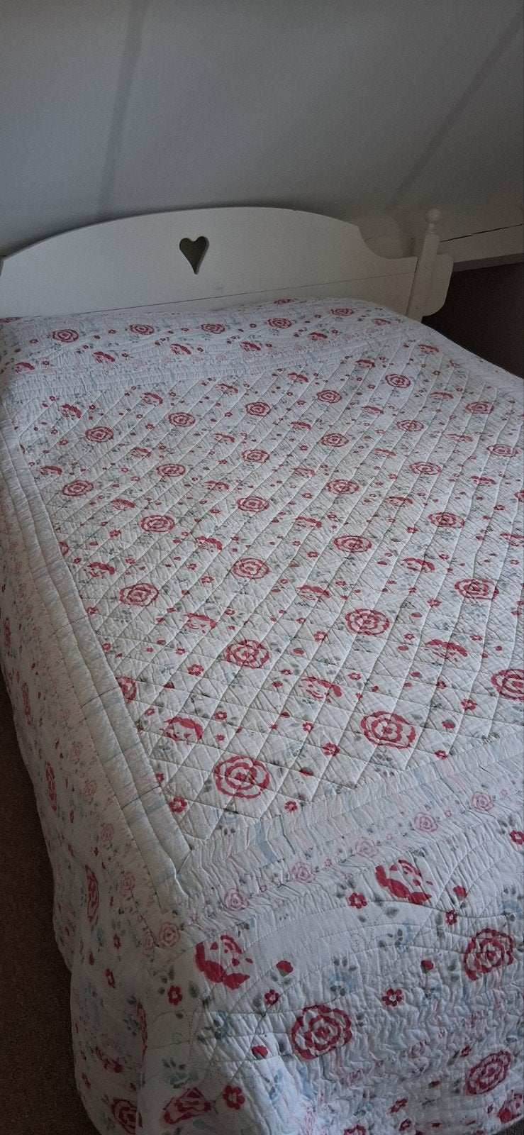 Sprei/plaid met rozenprint en strepen - omkeerbaar, Ophalen of Verzenden, Gebruikt, Meerkleurig