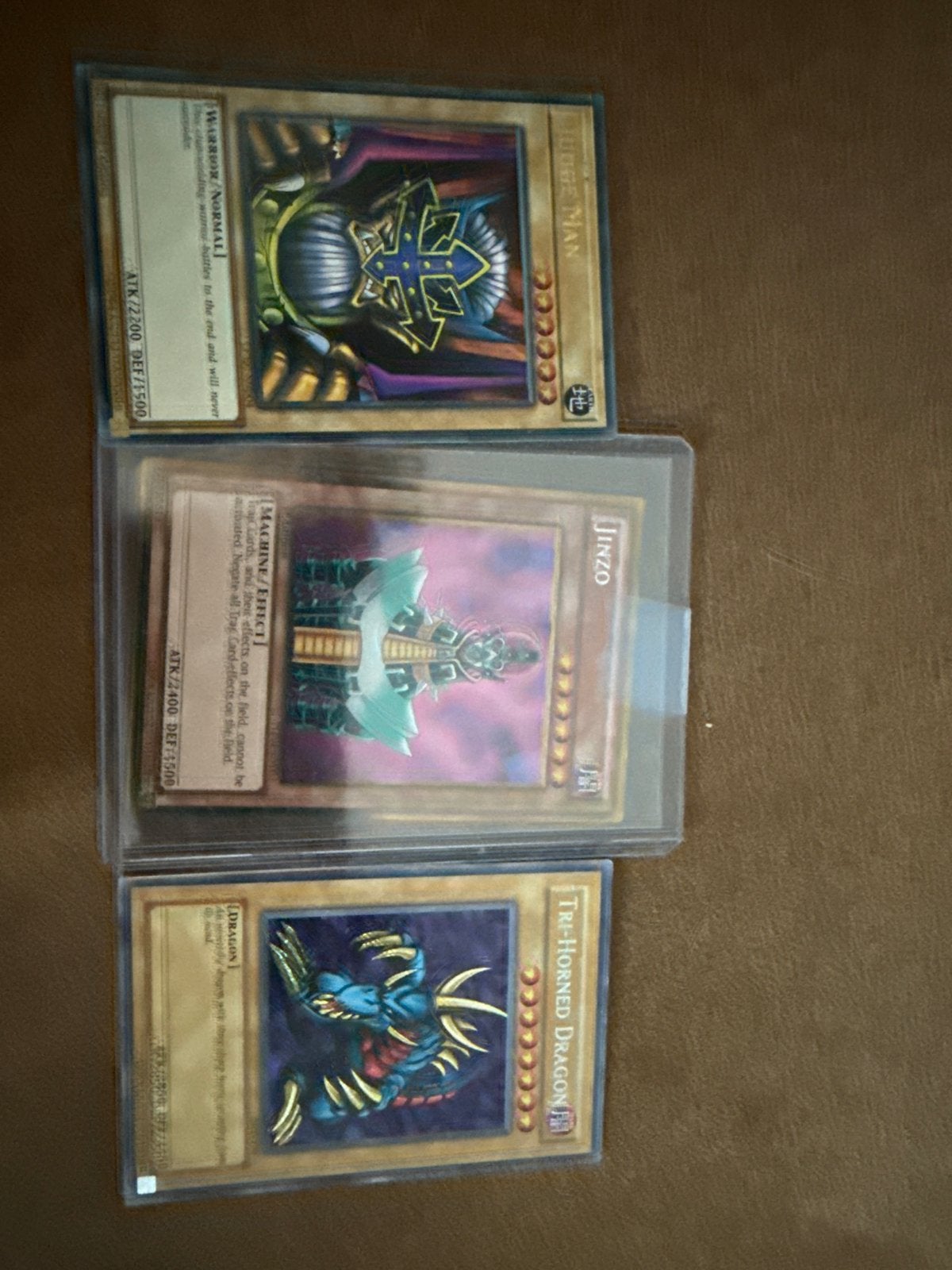 Yu-Gi-Oh! Kaarten: Jinzo, Judge Man, Tri-Horned Dragon, Ophalen of Verzenden, Gebruikt, Meerdere kaarten