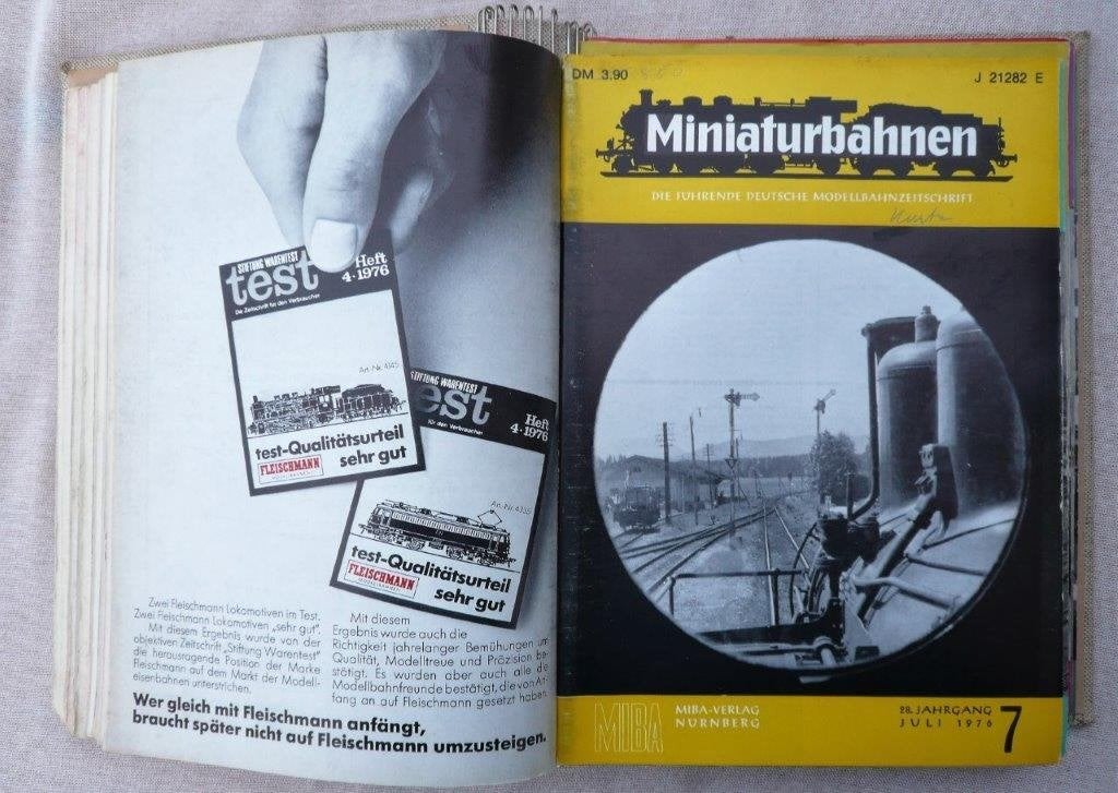 1976 tijdschrift Miniaturbahnen Duitstalig, model - 1/1spoor, Gebruikt, Gelijkstroom of Wisselstroom, Märklin, Boek, Tijdschrift of Catalogus