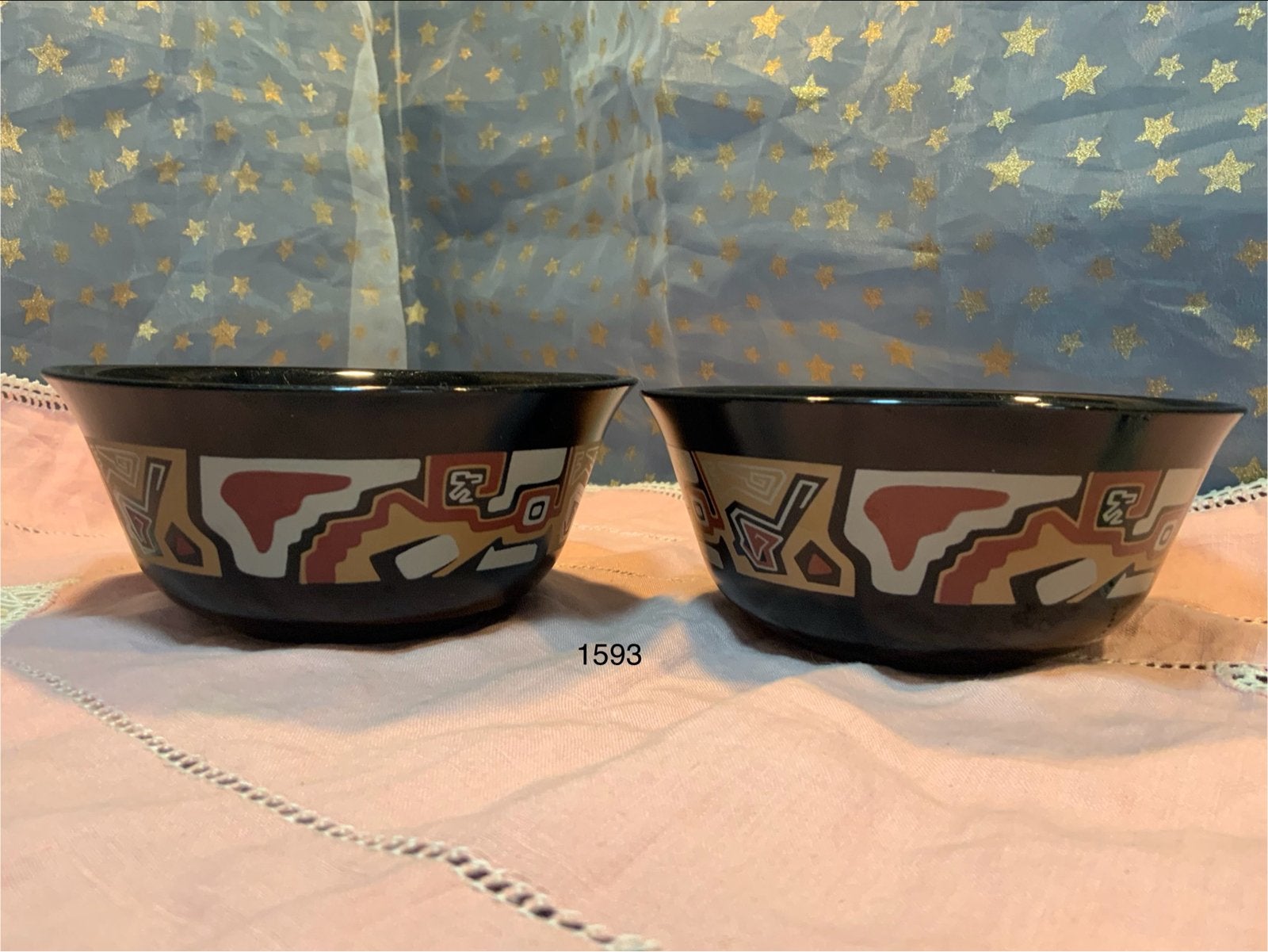Set van 2 Arcoroc France schalen met etnisch patroon, Ophalen of Verzenden