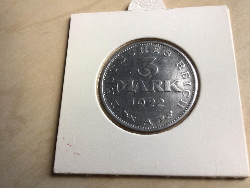 Duitsland 3 mark 1922, Postzegels en Munten, Munten | Europa | Niet-Euromunten, Ophalen of Verzenden, Duitsland, Losse munt