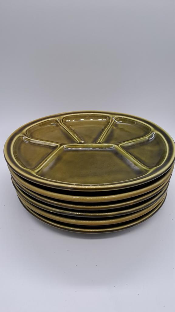 Set van 6 Gien France serveerborden met verdeling, Antiek en Kunst, Ophalen of Verzenden