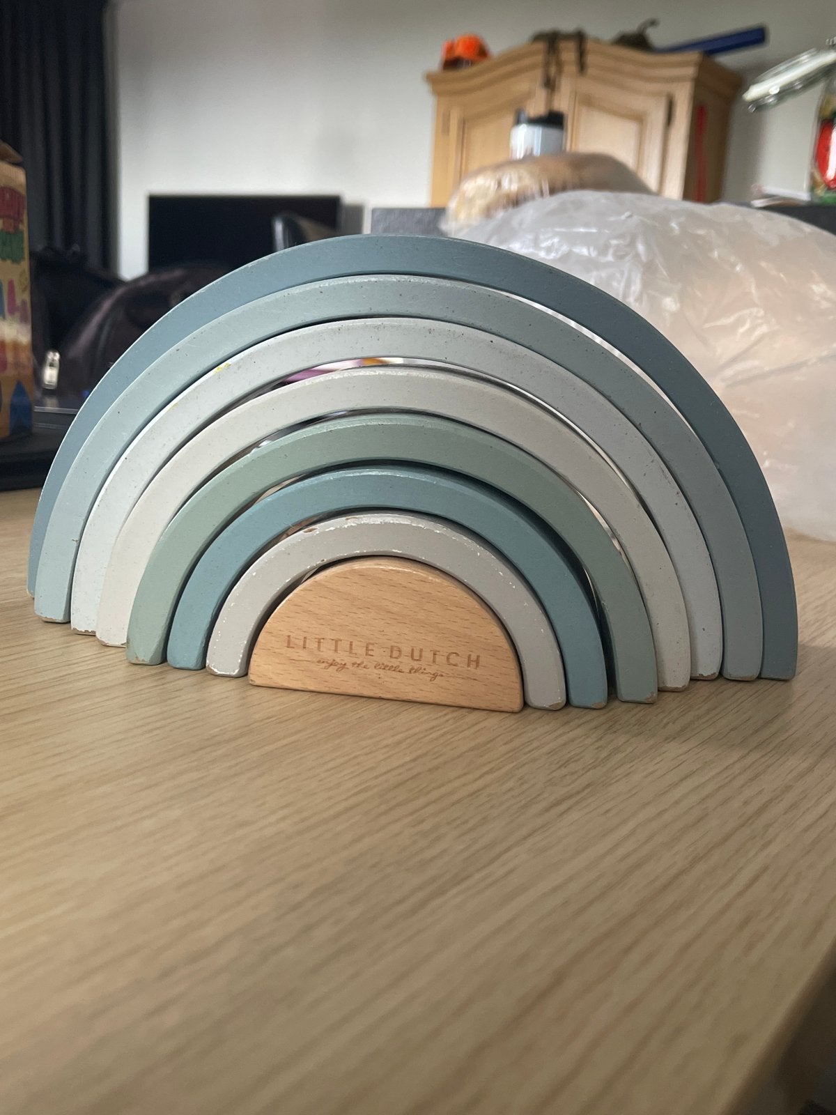 Little Dutch Houten Regenboog Speelgoed Blauw/Grijs, Kinderen en Baby's, Speelgoed | Houten speelgoed, Ophalen of Verzenden, Zo goed als nieuw