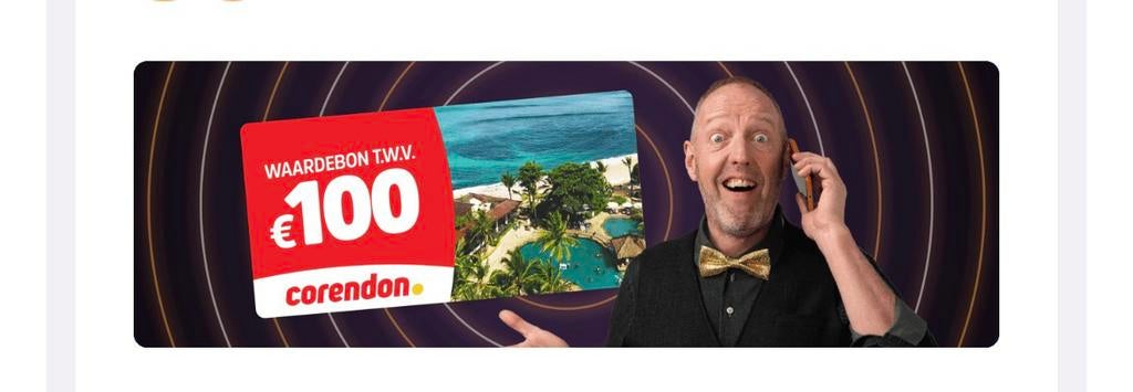 100,- corendon waardebon, Tickets en Kaartjes, Eén persoon, Cadeaubon