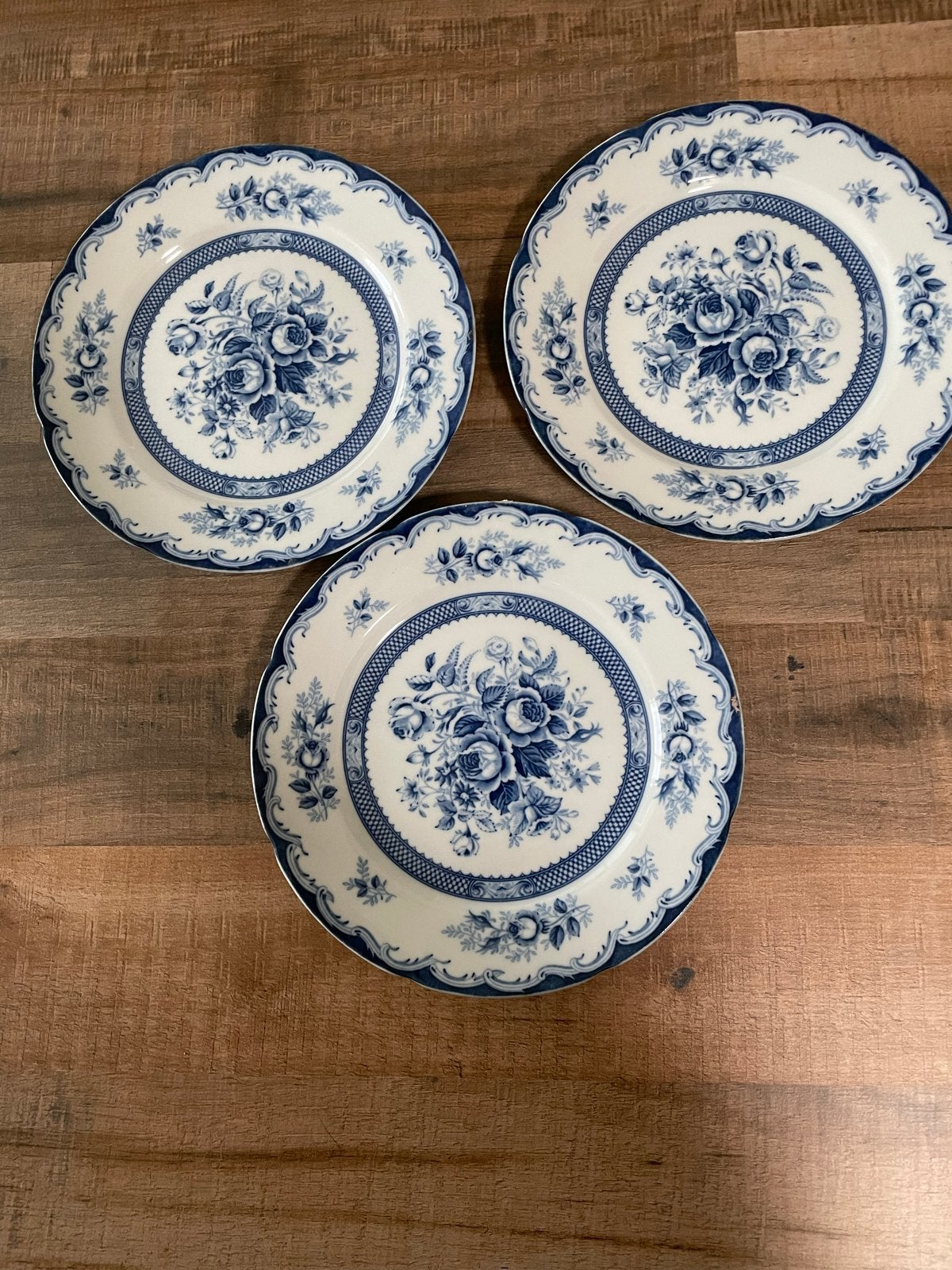 Set van 3 Blue Rose Fine China Japan borden, Ophalen